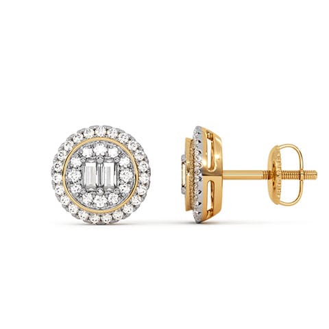 Celestial Disk Diamond Stud Earrings