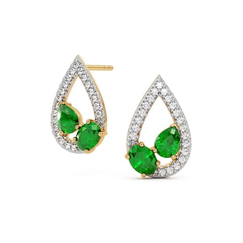 Foliage in Glistening Gold Gemstone Stud Earrings Foliage in Glistening Gold Gemstone Stud Earrings