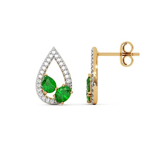 Foliage in Glistening Gold Gemstone Stud Earrings Foliage in Glistening Gold Gemstone Stud Earrings
