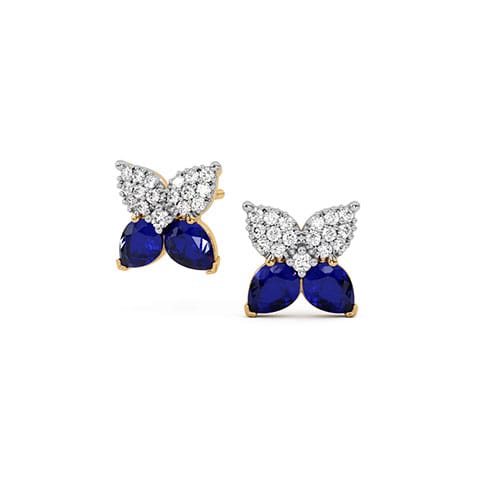 Ethereal Sapphire Wings Gemstone Stud Earrings