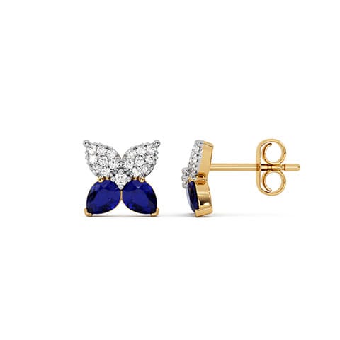 Ethereal Sapphire Wings Gemstone Stud Earrings