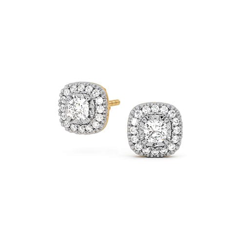 Sunburst Square Diamond Stud Earrings Sunburst Square Diamond Stud Earrings