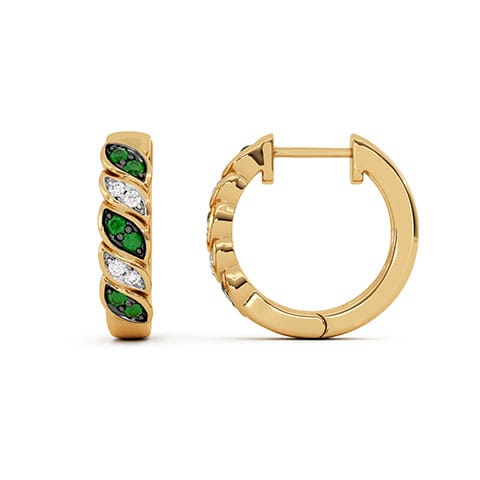 Gilded Ripple Gemstone Hoop Earrings Gilded Ripple Gemstone Hoop Earrings