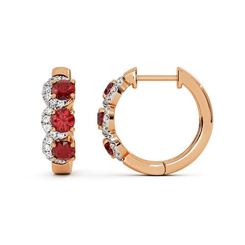 Garnet Galaxy Gemstone Hoop Earrings