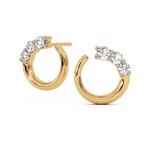 Golden Pave Bars Diamond Stud Earrings Golden Pave Bars Diamond Stud Earrings