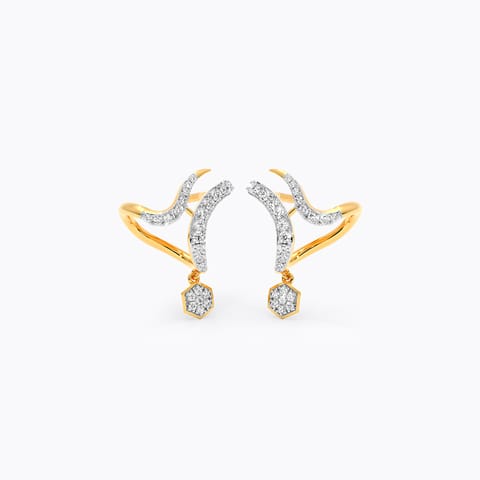 Hexagon Swirl Diamond Ear Cuffs