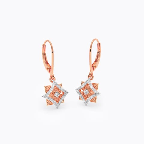 Floret Texture Diamond Drop Earrings