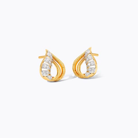 Textured Pear Diamond Stud Earrings