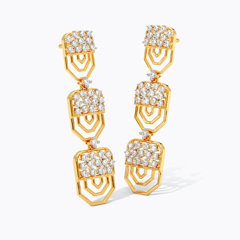 Sparkling Lattice Diamond Drop Earrings