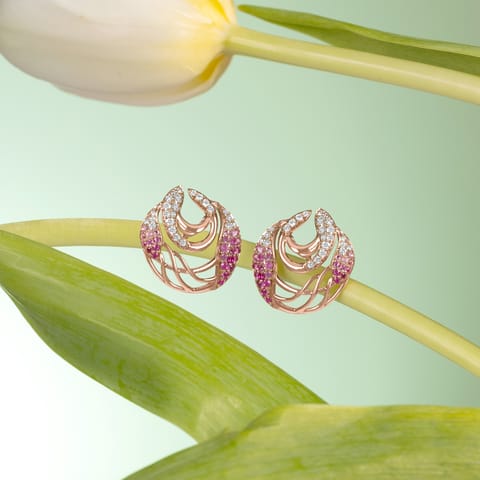 Trellis Pink Gemstone Stud Earrings
