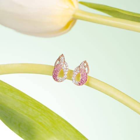 Swirly Fushcia Gemstone Stud Earrings