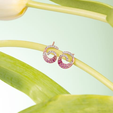 Twirling Pink Gemstone Stud Earrings