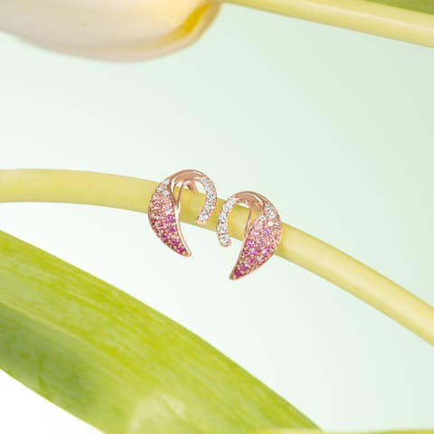 Pink Petal Gemstone Stud Earrings
