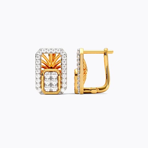 Lattice Square Diamond Hoop Earrings Lattice Square Diamond Hoop Earrings