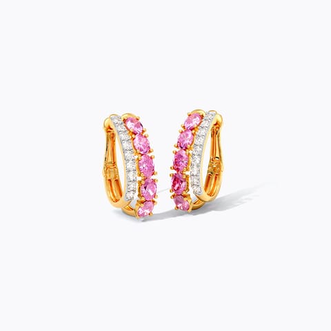 Pink Streaks Gemstone Hoop Earrings