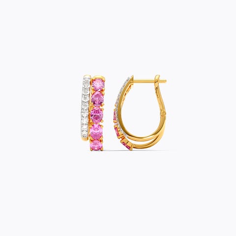 Pink Streaks Gemstone Hoop Earrings Pink Streaks Gemstone Hoop Earrings