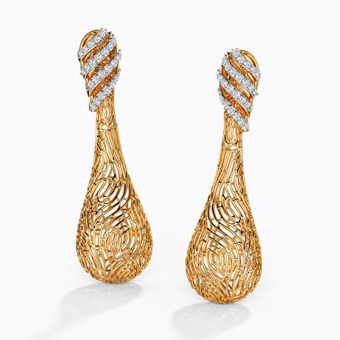 Lupine Wood Grain Diamond Drop Earrings