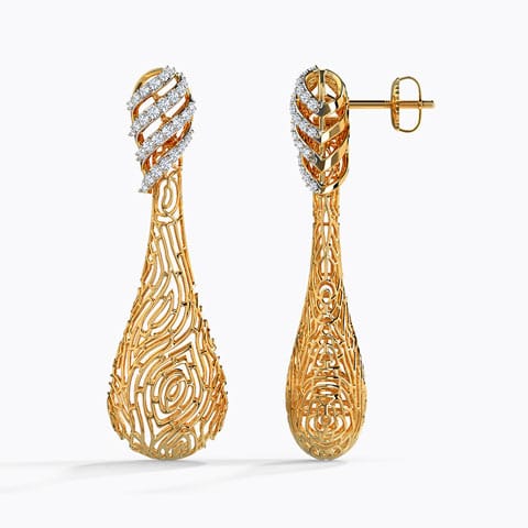 Lupine Wood Grain Diamond Drop Earrings