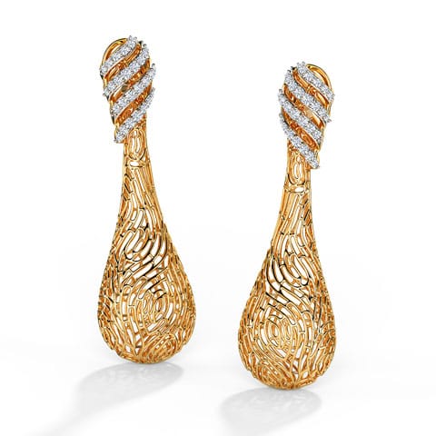 Lupine Wood Grain Diamond Drop Earrings