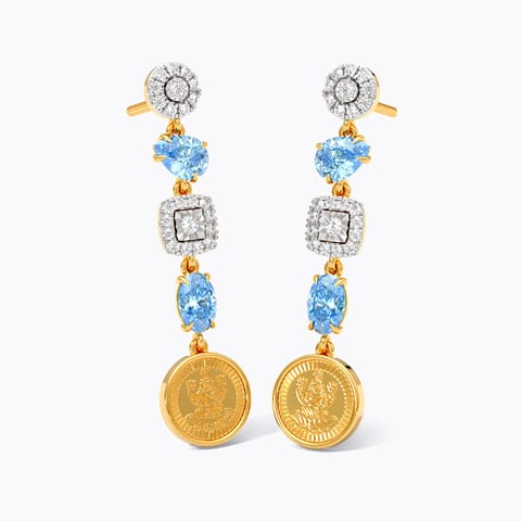 Blue Emboss Gemstone Drop Earrings