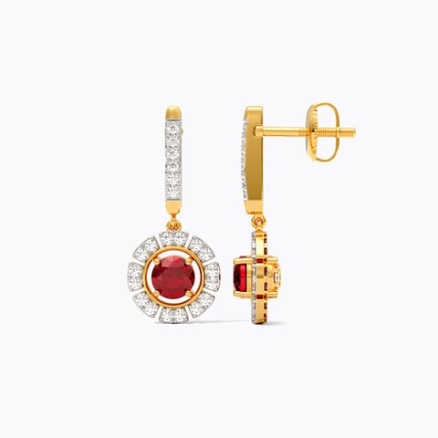 Red & White Flip Gemstone Drop Earrings