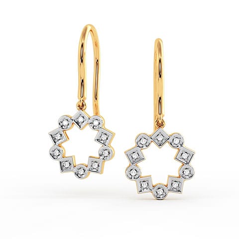 Golden Wreath Diamond Drop Earrings