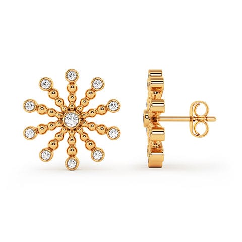 Ruby Sunburst Diamond Stud Earrings Ruby Sunburst Diamond Stud Earrings