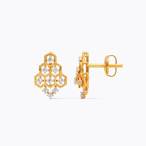 Hexagon Weaves Diamond Stud Earrings