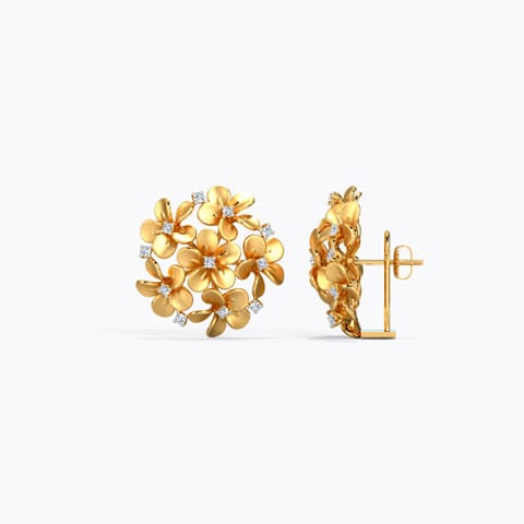 Plumeria Cluster Diamond Stud Earrings