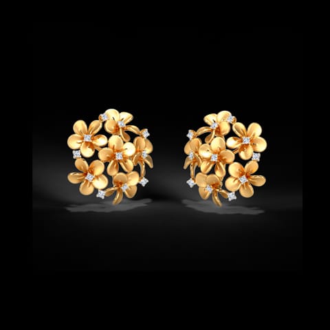 Plumeria Cluster Diamond Stud Earrings