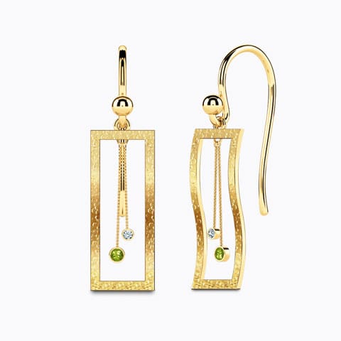 Green Pendulum Gemstone Drop Earrings