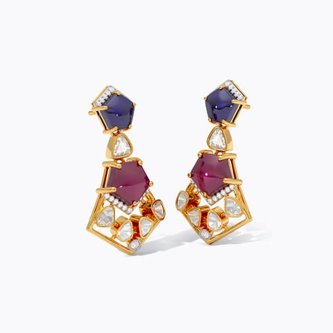 Polki Hues Gemstone Stud Earrings