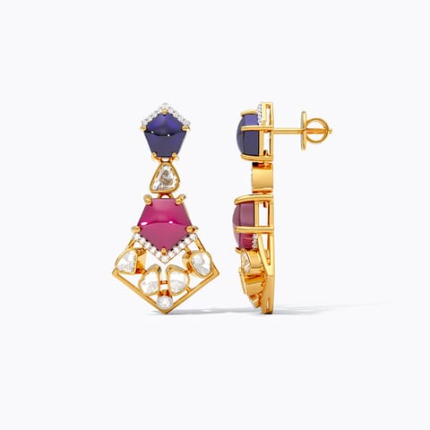 Polki Hues Gemstone Stud Earrings