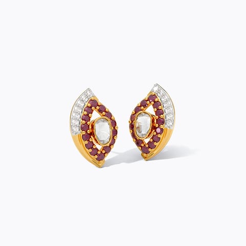 Crismon Polki Gemstone Stud Earrings