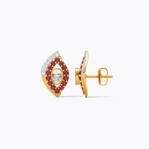 Crismon Polki Gemstone Stud Earrings