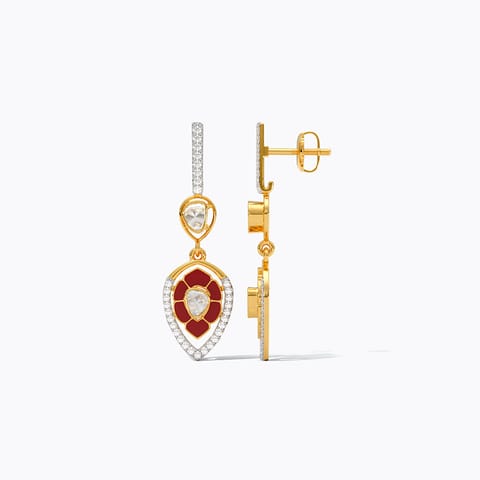 Polki & Pearl Gemstone Drop Earrings Polki & Pearl Gemstone Drop Earrings