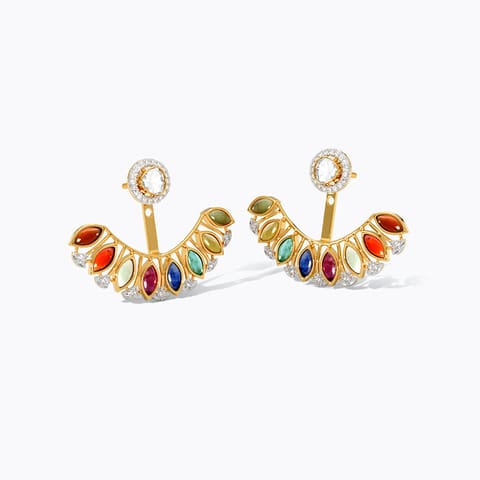 Rainbow Polki Gemstone Ear Jacket