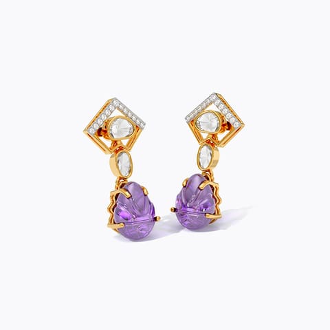 Purple Polki Gemstone Drop Earrings Purple Polki Gemstone Drop Earrings