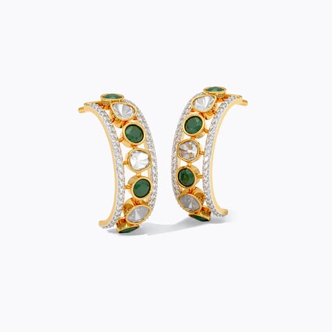 Sage Polki Gemstone Hoop Earrings