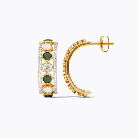 Sage Polki Gemstone Hoop Earrings