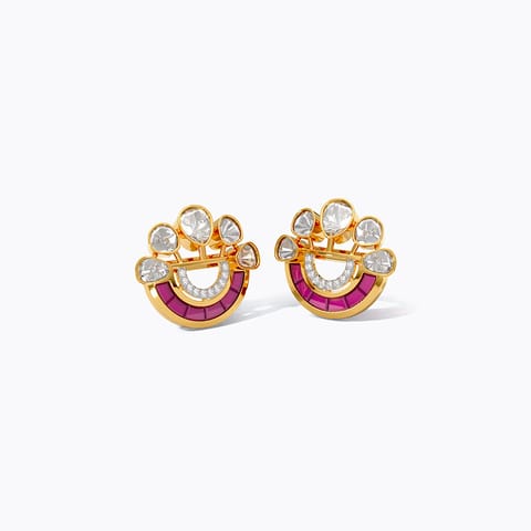 Cerise Polki Gemstone Stud Earrings