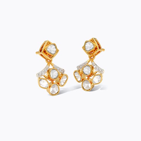 Polki Leher Gemstone Drop Earrings