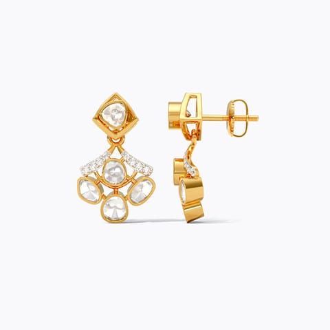 Polki Leher Gemstone Drop Earrings