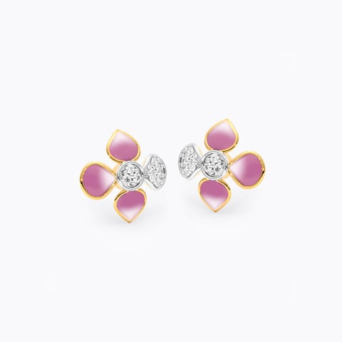Purple Bloom 9KT Diamond Stud Earrings