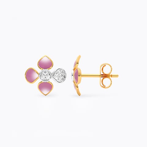 Purple Bloom 9KT Diamond Stud Earrings