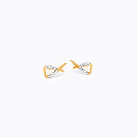 Ribbon 9KT Diamond Stud Earrings
