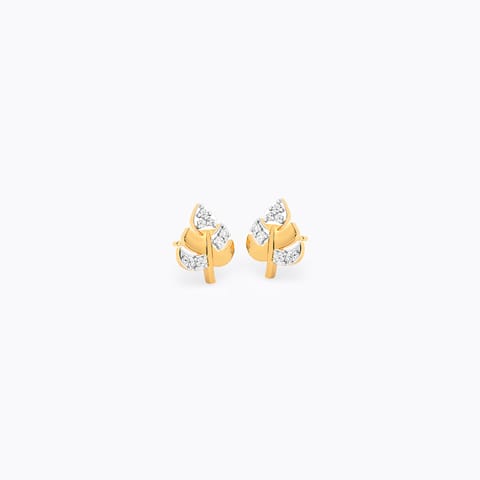 Autumn Leaf 9KT Diamond Stud Earrings