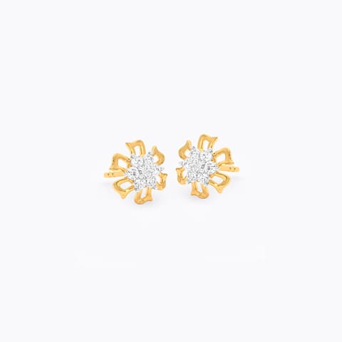 Radiant Blossom 9KT Diamond Stud Earrings