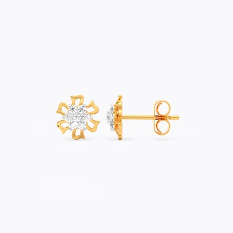 Radiant Blossom 9KT Diamond Stud Earrings