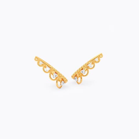 Scallop Shine 9KT Diamond Stud Earrings